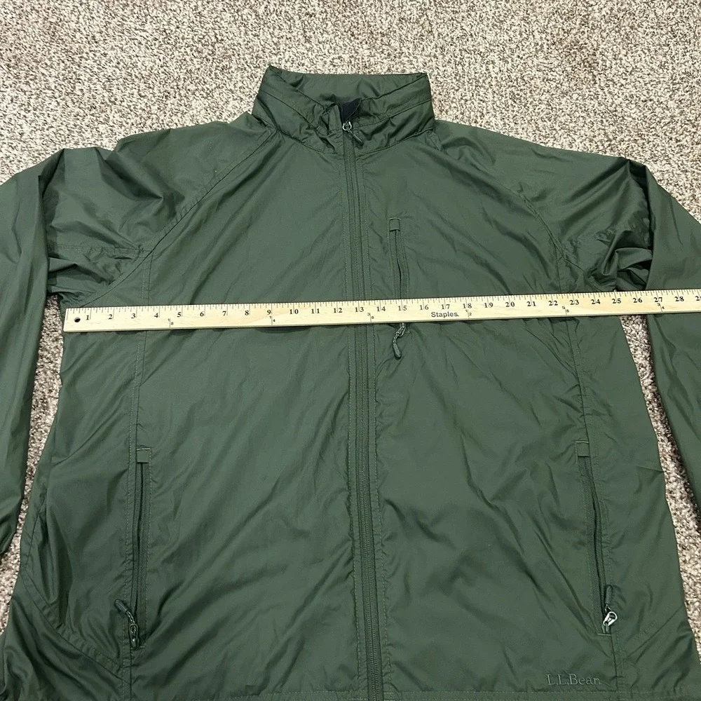 LL Bean Mens XL Tall Green Lightweight Windbreaker Jacket OGTM6 Zip Up